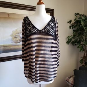 Freepeople sheer embroidered dolman sleeve